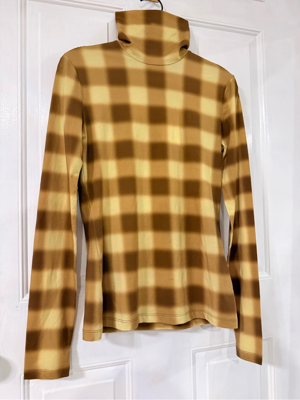 Proenza Schouler Women XS Gold Brown Plaid Turtleneck Top NWT Luxury Designer - Picture 10 of 16